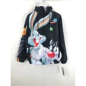 Men's jacket hoodie wind breaker bugs daffy looney tunes Member's Only M New